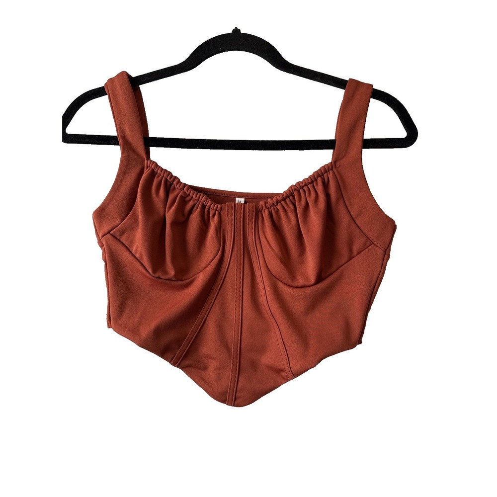 Y2K Romantic Regencycore Rust Cropped Corset Top M Baddie Festival Boho Layering